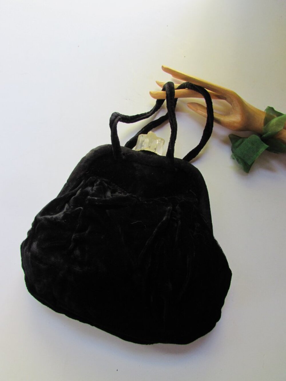 Vintage Crushed Black Velvet Purse